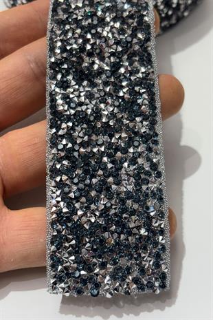 Lacivert Ütüyle Yapışan Şerit Taş Boncuk 4 Cm