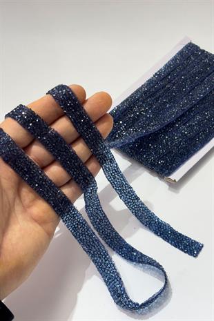 Lacivert Ütüyle Yapışan Şerit Taş Boncuk1,5 Cm 