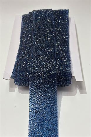 Lacivert Ütüyle Yapışan Şerit Taş Boncuk 4 Cm