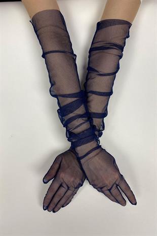 الجملة البحرية الأزرق طويل قفازات الزفاف الأنيقة تول قفازات الزفاف / الزفاف / قفازات الحزب