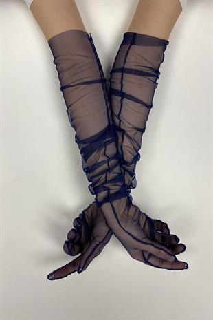 الجملة البحرية الأزرق طويل قفازات الزفاف الأنيقة تول قفازات الزفاف / الزفاف / قفازات الحزب