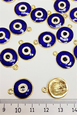 Navy Blue and White Round Evil Eye Bead Pendant 1 pcs