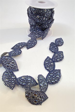 زخرفة شريط حجري على شكل ورقة زرقاء داكنة