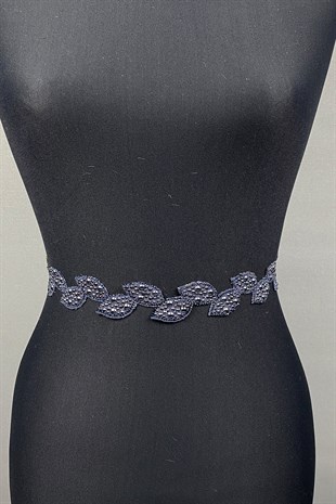 Lacivert Yaprak Taşlı Elbise Kemeri ve Bel Aksesuarı