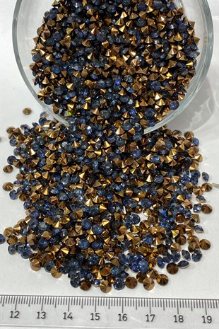 Dark Blue Slotted Adhesive Stone 50 pcs