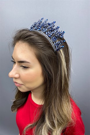 Navy Blue Dress Model Bride Henna Crown