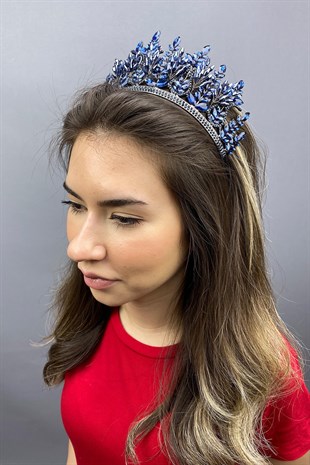 Navy Blue Dress Model Bride Henna Crown