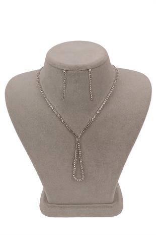 Lade Şık Kristal Taşlı Abiye Kolye Küpe Seti Ve Çiçek Gelin Tacı