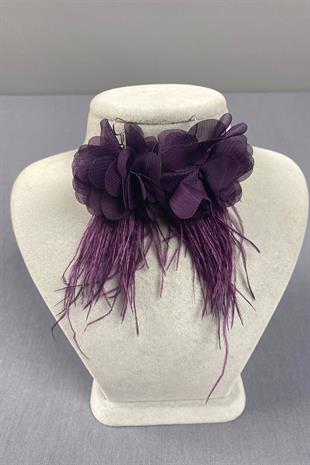 Laser Flower Ostrich Feather Earrings