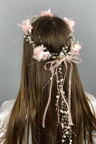 Lazer Çiçekli Özel Tasarım Nedime Tacı 