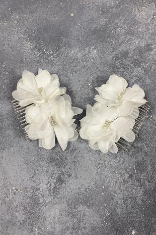 Lazer Çiçekli Taşlı Saç Tokası 2 Adet