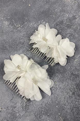 Lazer Çiçekli Taşlı Saç Tokası 2 Adet