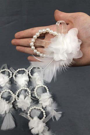 Laser Floral Feather Bridesmaid Bracelet Set