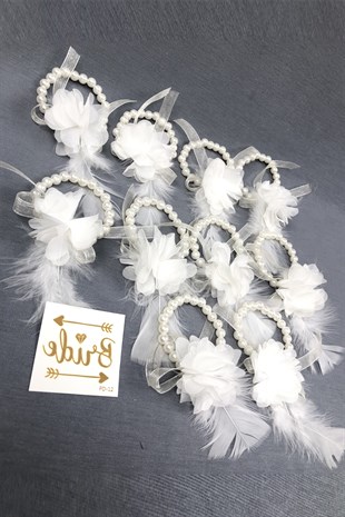 Laser Floral Feather Bridesmaid Bracelet Set