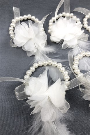 Laser Floral Feather Bridesmaid Bracelet Set