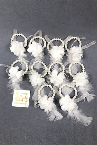 Laser Floral Feather Bridesmaid Bracelet Set