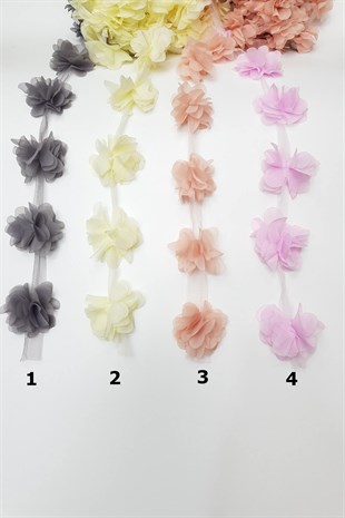 Lazer Kesim Tül Renkli Çiçek