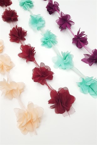 Laser Cut Tulle Floral Ribbon