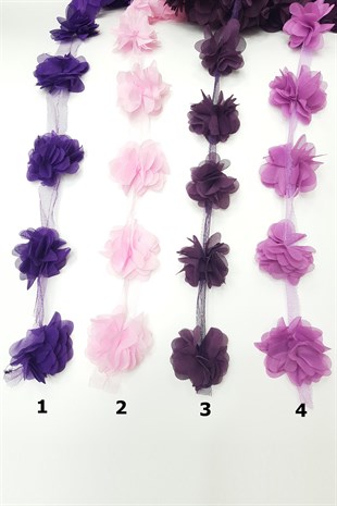 Renkli Lazer Kesim Şifon Tül Çiçek