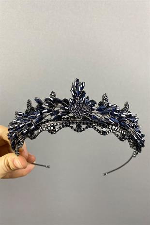 Lena Kristalli Boncuklu Gelin Kına Tacı Ve Küpe Seti