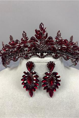 Lena Crystal Bridal Henna Crown And Earring Set