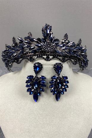 Lena Crystal Bridal Henna Crown And Earring Set