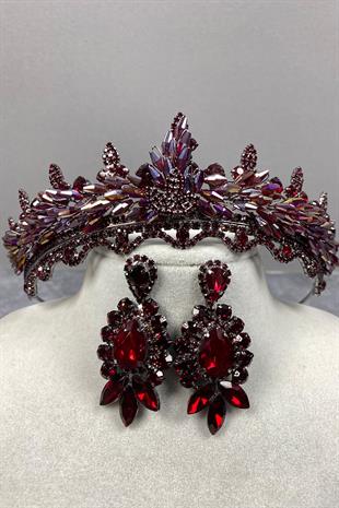 Lena Crystal Bridal Henna Tiara and Stud Earrings Set