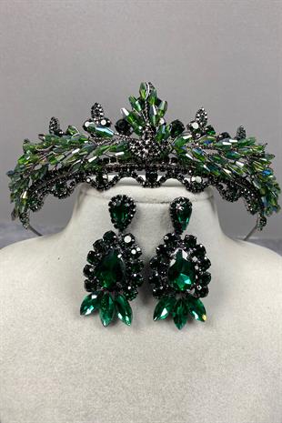 Lena Crystal Bridal Henna Tiara and Stud Earrings Set