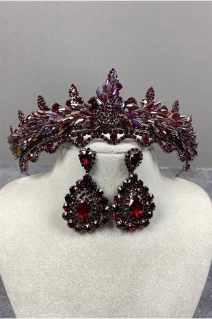 Lena Crystal Bridal Henna Crown And Stone Earring Set