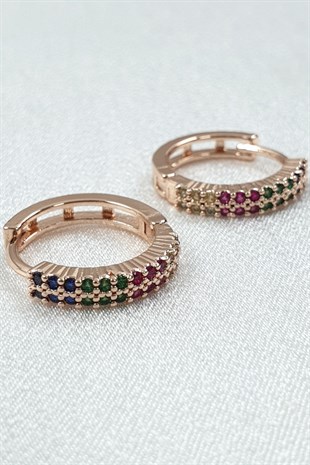 Lena Rose Renkli Taşlı Halka küpe
