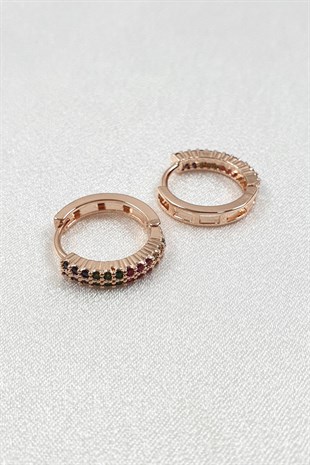 Lena Rose Renkli Taşlı Halka küpe