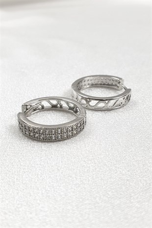 Lena Sık Taşlı Silver Halka Küpe