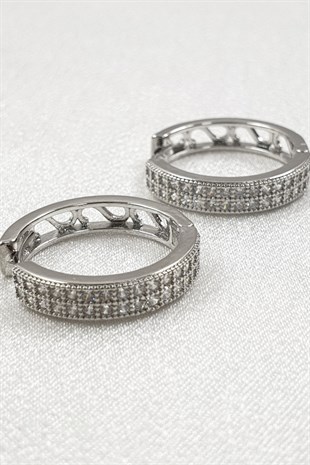 Lena Sık Taşlı Silver Halka Küpe