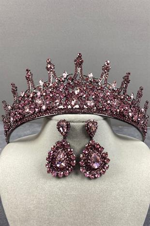 Leonis Bridal Henna Crown And Drop Earrings Set