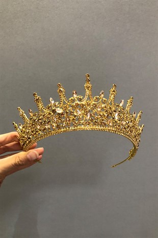 Leonis Model Honey Color Bridal Henna Tiara and Earring