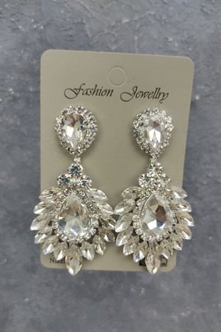 Leonis Model Gelin Tacı Ve Damla MekikTaşlı Küpe