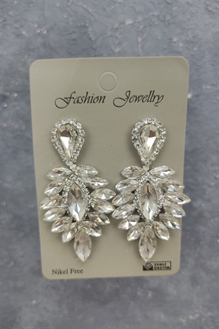 Leonis Model Bridal Crown And Earrings With Drop Stone