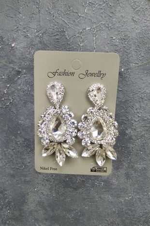 Leonis Model Gelin Tacı Ve Mekik Damla Taşlı Küpe