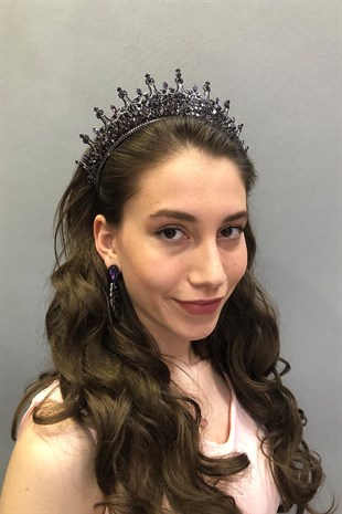 Leonis Model Purple Bridal Henna Tiara and Earring