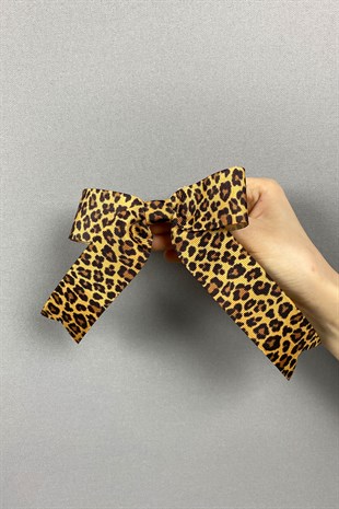 Leopar Desenli Fiyonklu Saç Tokası