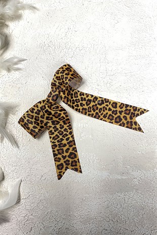 Leopar Desenli Fiyonklu Saç Tokası
