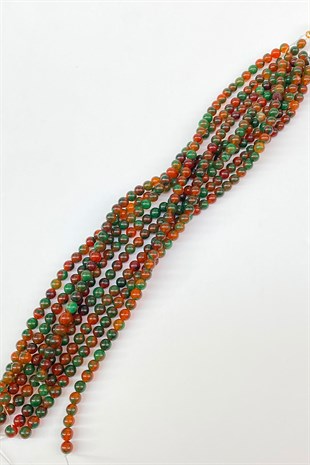 Leopar Karışık Ceyt Doğal Taş Boncuk 8 mm