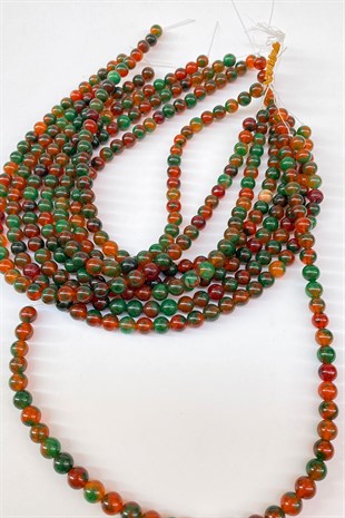 Leopar Karışık Ceyt Doğal Taş Boncuk 8 mm