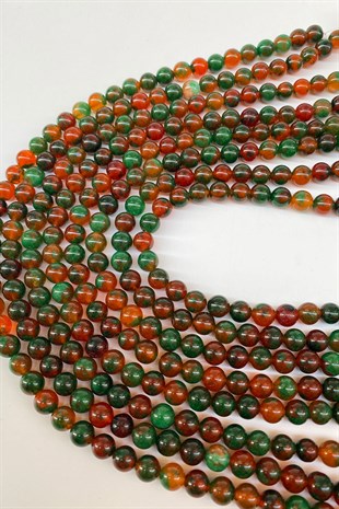 Leopar Karışık Ceyt Doğal Taş Boncuk 8 mm