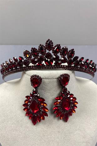 Leyn Bridal Henna Crown and Shuttle Stone Earrings