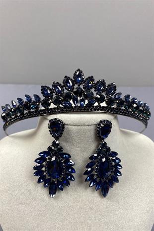 Leyn Bridal Henna Crown and Shuttle Stone Earrings