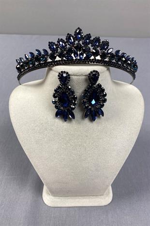 Leyn Bridal Henna Crown and Shuttle Stone Earrings