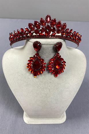 Leyn Bridal Henna Crown and Shuttle Stone Earrings