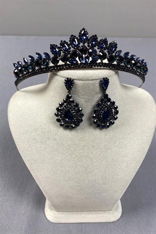 Leyn Bridal Henna Crown and Shuttle Stone Earrings