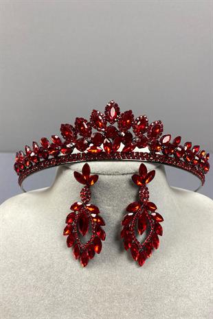 Leyn Bridal Henna Crown and Shuttle Stone Earrings